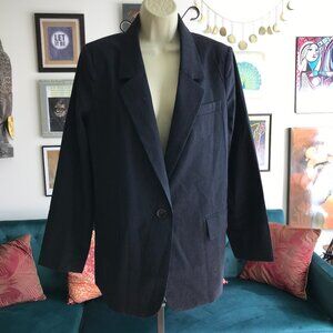 LUCKY BRAND size M Navy Blue Pinstripe Stretch Oversized Blazer NWT $169